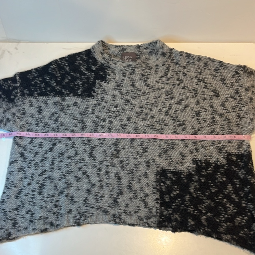 Leo&Sage -women’s mock neck wool blend sweater short sleeves black/grey size P/S - Picture 9 of 11